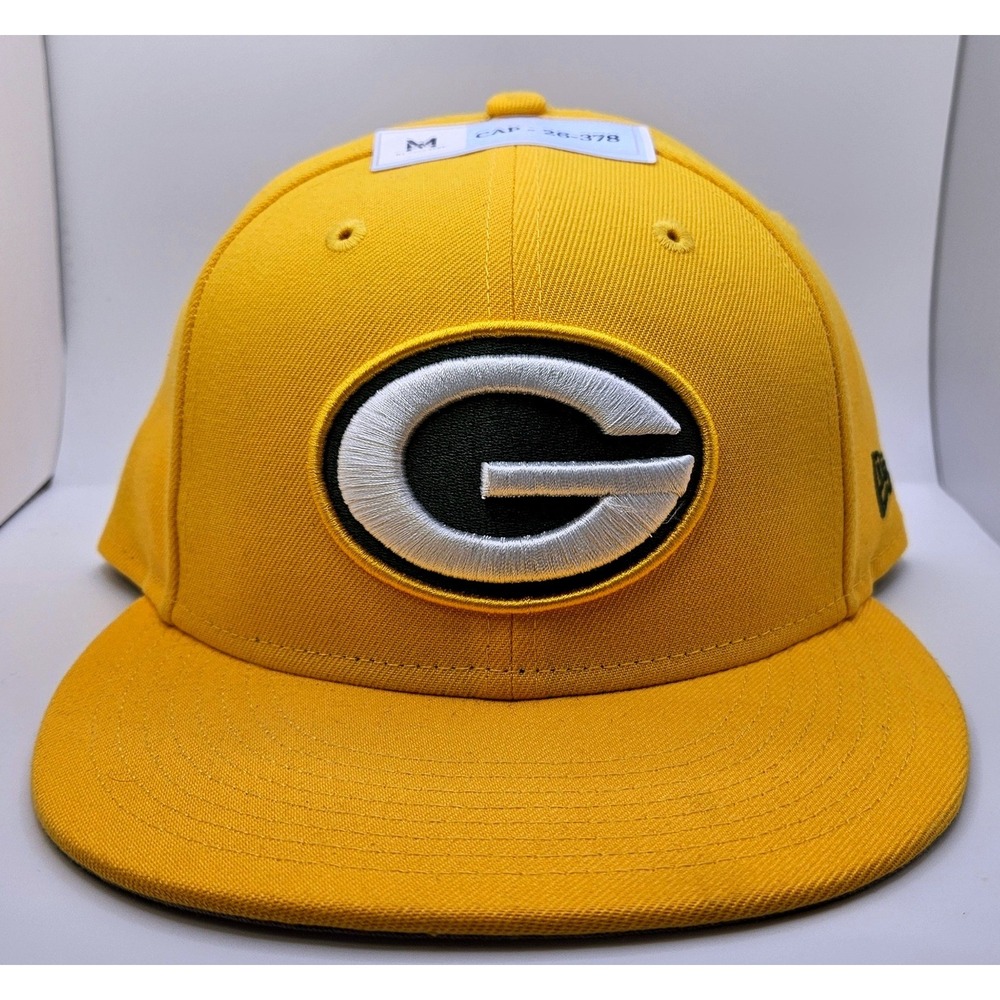 New Era 59FIFTY Green Bay Packers Fitted Hat Gold NFL Size 7 3/4 Grey Undervisor
